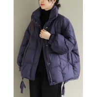 Purple Casual Duck Down Winter Coats Zip Up Winter