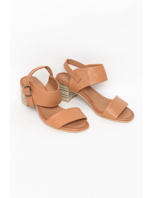 Mitti Tan Leather Heel Sandal Mitti Tan Leather Heel Sandal