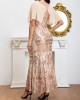 Apricot Cape Sequin A-line Prom Dress MCW1096