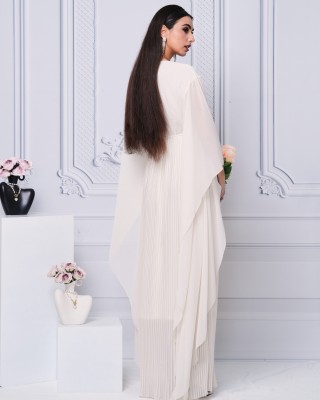 Applique V-neck Irregular Sleeve A-line Dress MES00444